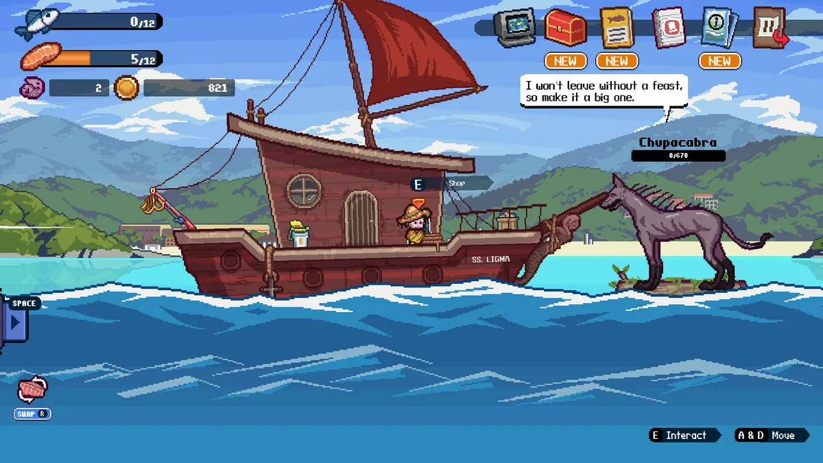 Official Scale the Depths screenshot showing the fishing boat at sea