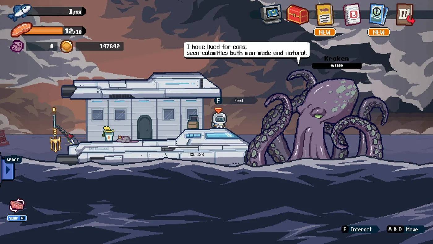 Official Scale the Depths screenshot showing a giant sea encounter