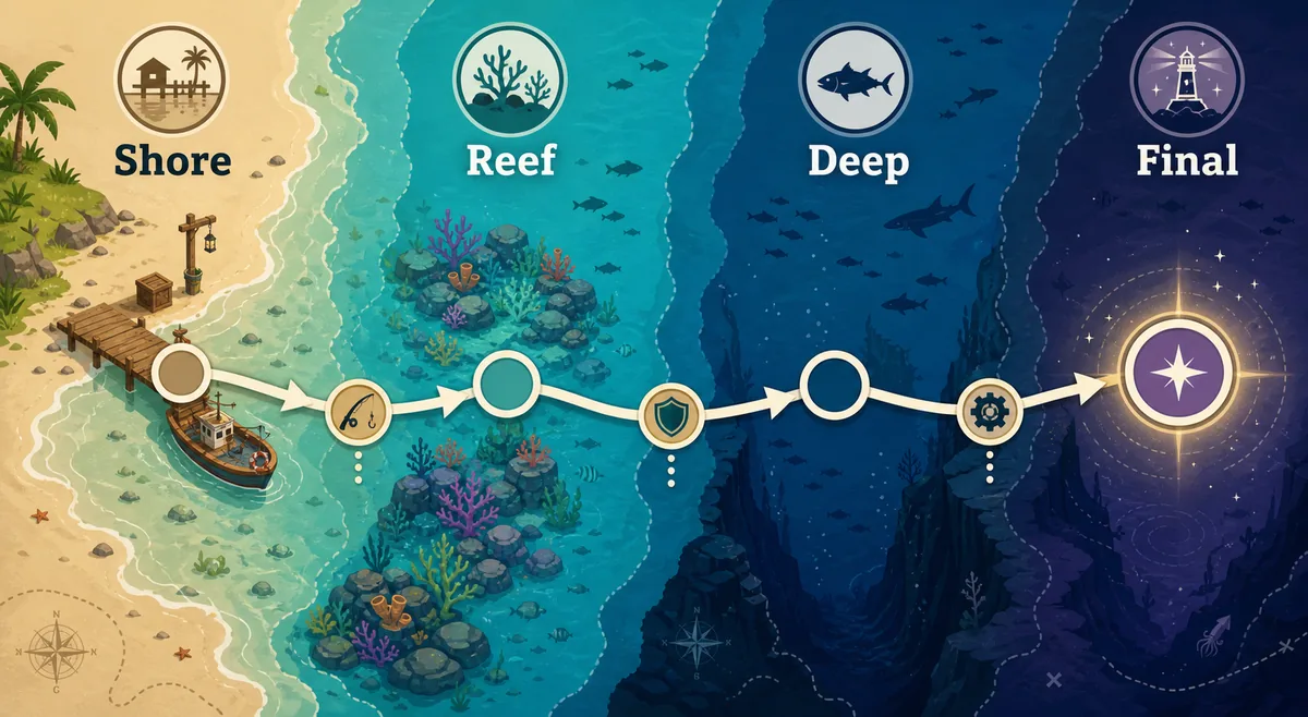 Scale the Depths editorial fish location route diagram