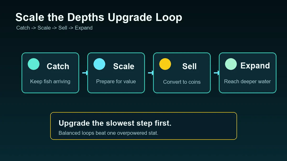Scale the Depths upgrade loop diagram for diagnosing a stalled Point Nemo ending run